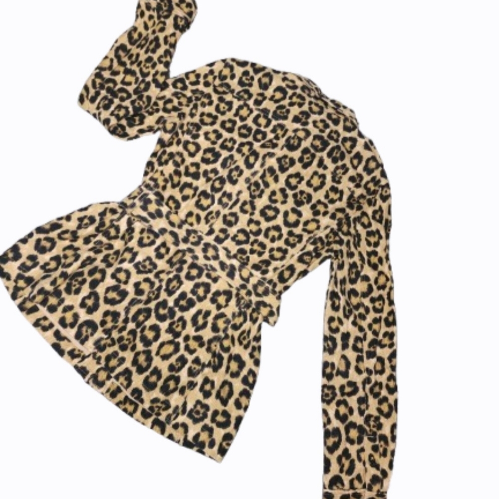 Lauren Ralph Lauren Belted Safari Leopard Print Jacket Small Linen Blend - Picture 5 of 8